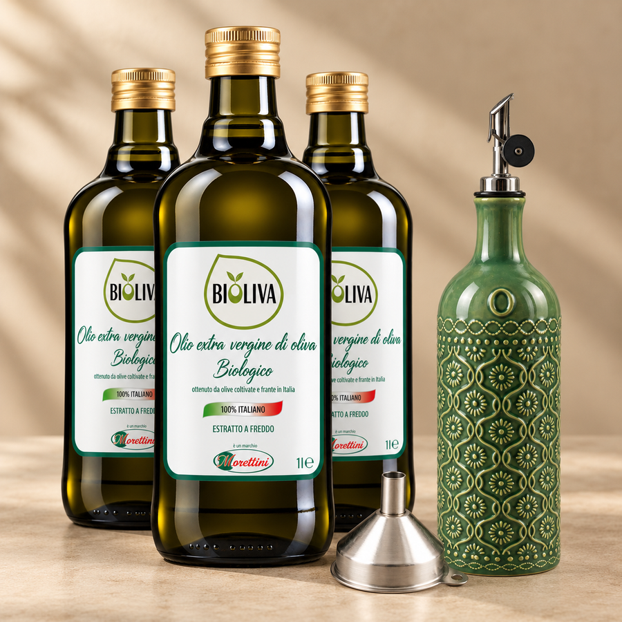 3L Biologische Extra Vierge Olijfolie + Luxe Keramische Schenkfles