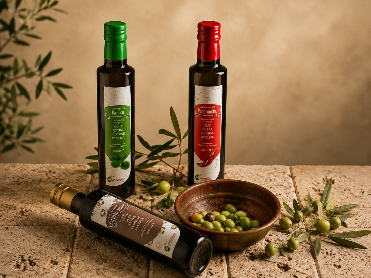 Italiaanse extra vierge olijfolie met verse olijven uit Italië