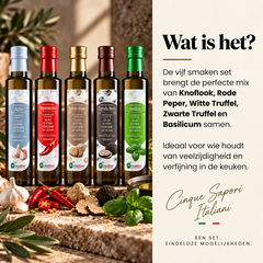Italiaanse Olijfolie Proefpakket – 5 Smaken | 1,25L